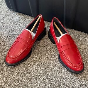 SARTO By Franco Sarto Bold Red A-Eden Studs Penny Loafers